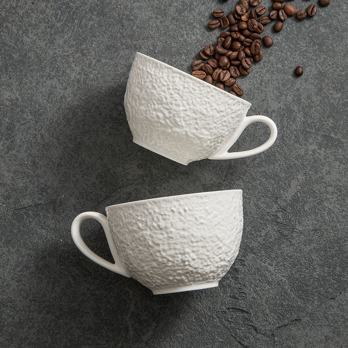 Rock Texture Coffee Cup & Saucer Set — Minimalist Ceramic Craftsmanship-2