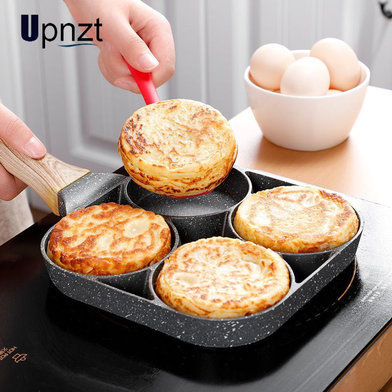 Four-hole Frying Pot Pan Thickened Omelet Pan Non-stick Egg Pancake Steak Pan Cooking Egg Ham Pans Breakfast Maker Cookware-2