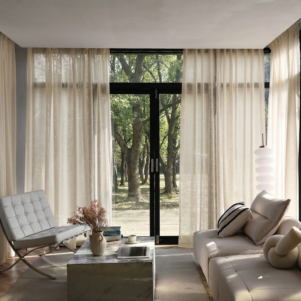 Custom Linen Sheer Solid Curtains