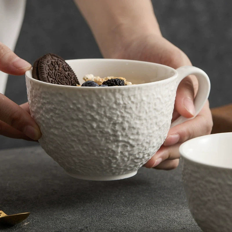 Rock Texture Coffee Cup & Saucer Set — Minimalist Ceramic Craftsmanship-3