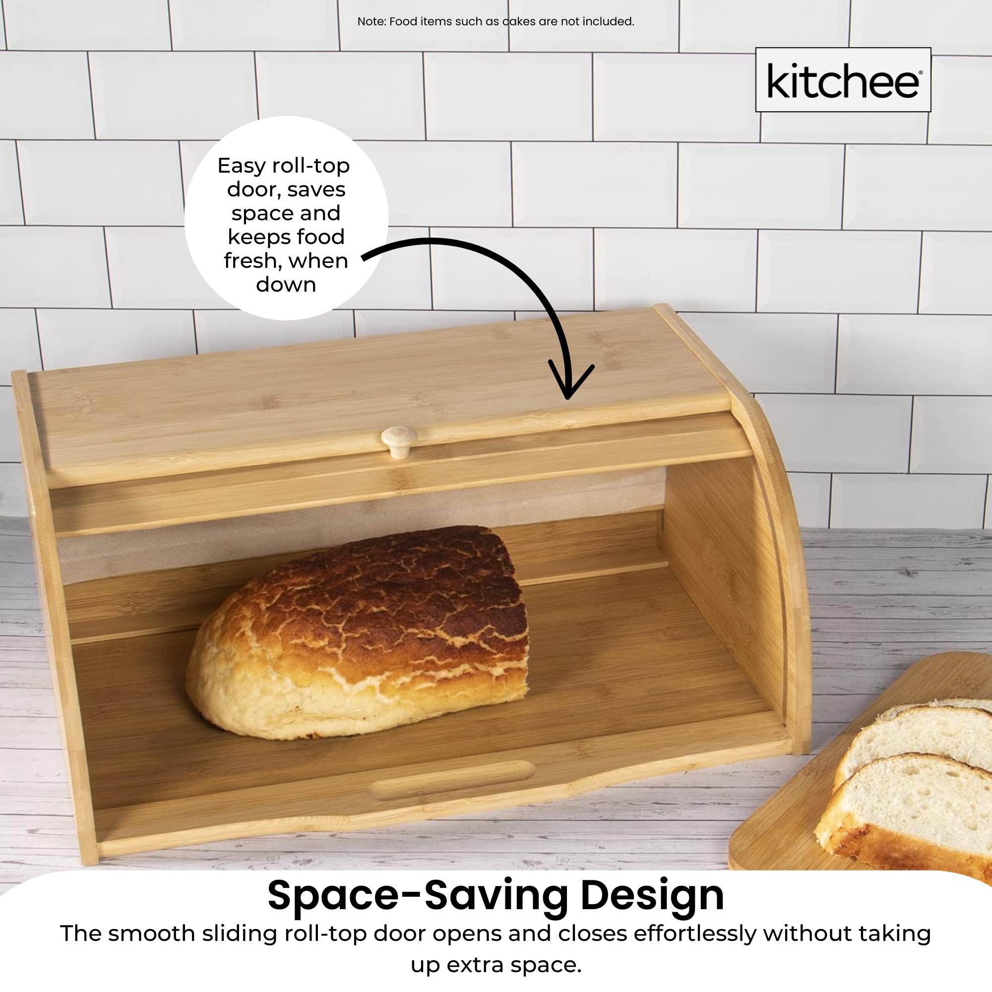 Kitchee 40cm Bamboo Bread Box - Storage Bin Keeper Kitchen Counter Container-2