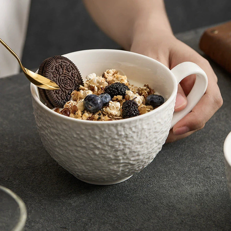 Rock Texture Coffee Cup & Saucer Set — Minimalist Ceramic Craftsmanship-1