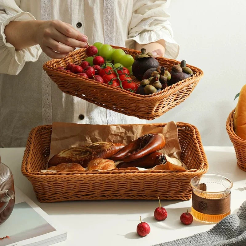 Faux Rattan Kitchen Storage and Fruit Basket-2