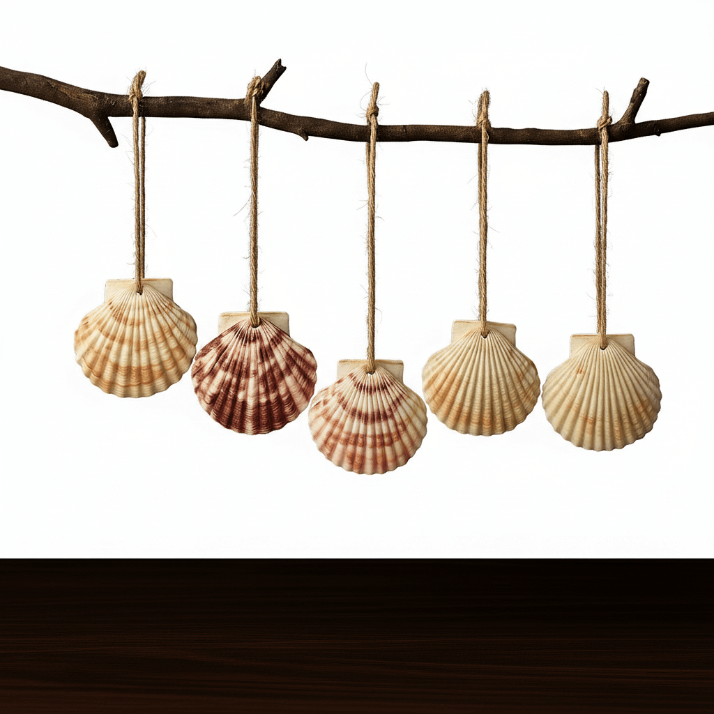 Natural scallop shell ornaments Sea Shells With Rope for Home Decor-0