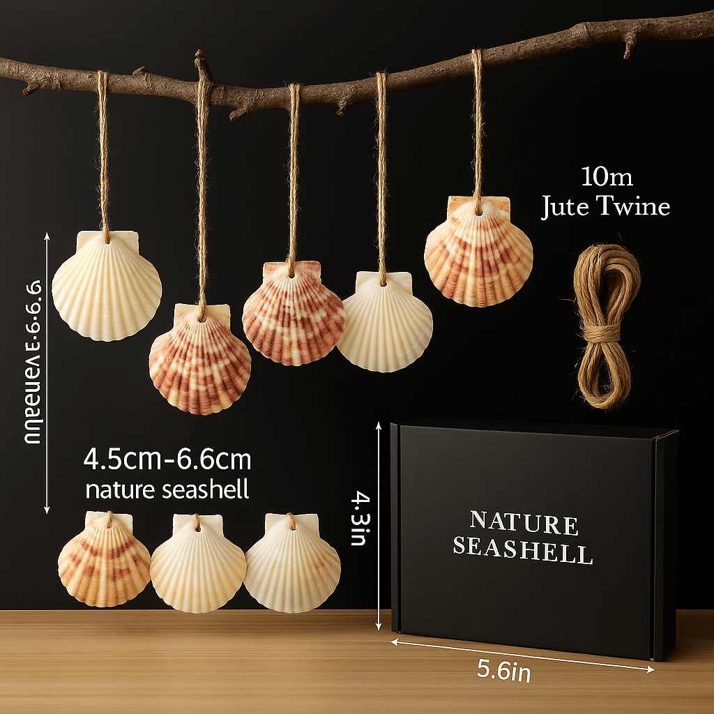 Natural scallop shell ornaments Sea Shells With Rope for Home Decor-1
