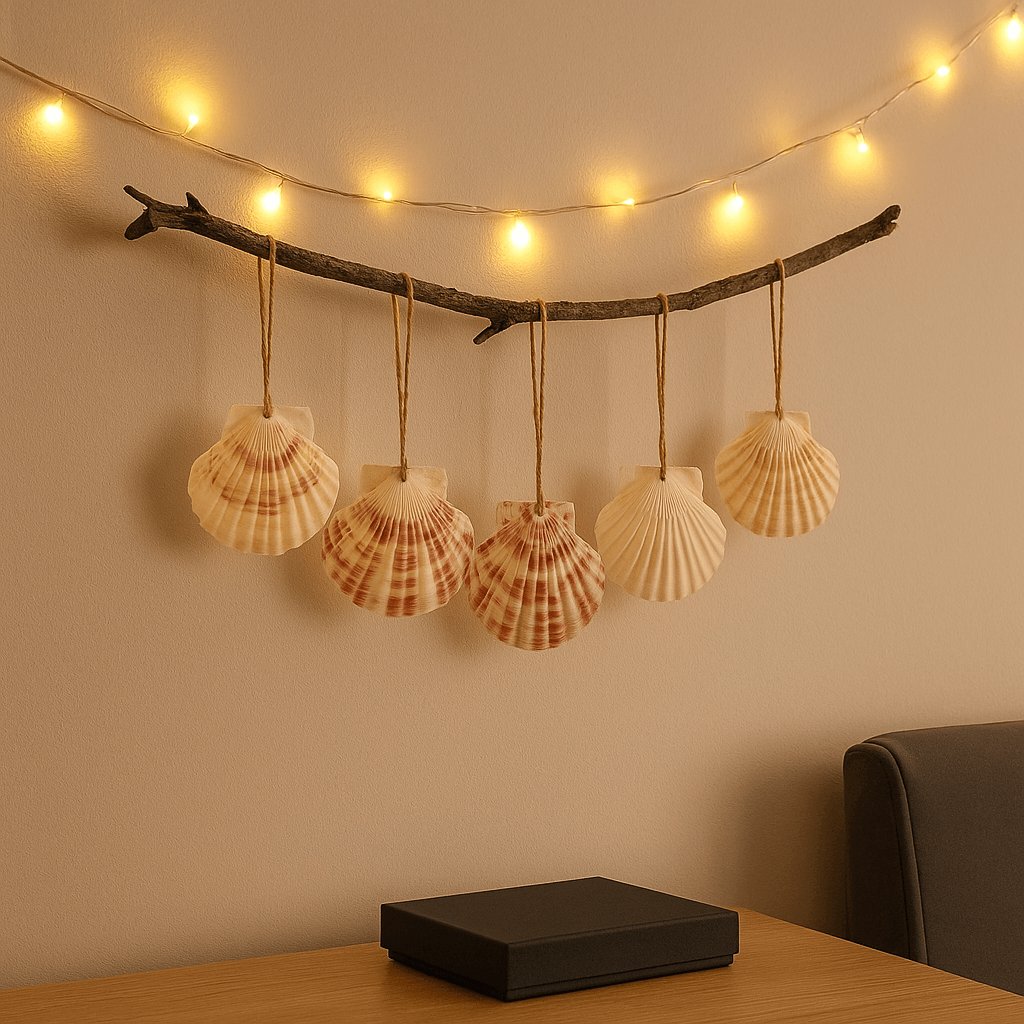 Natural scallop shell ornaments Sea Shells With Rope for Home Decor-2