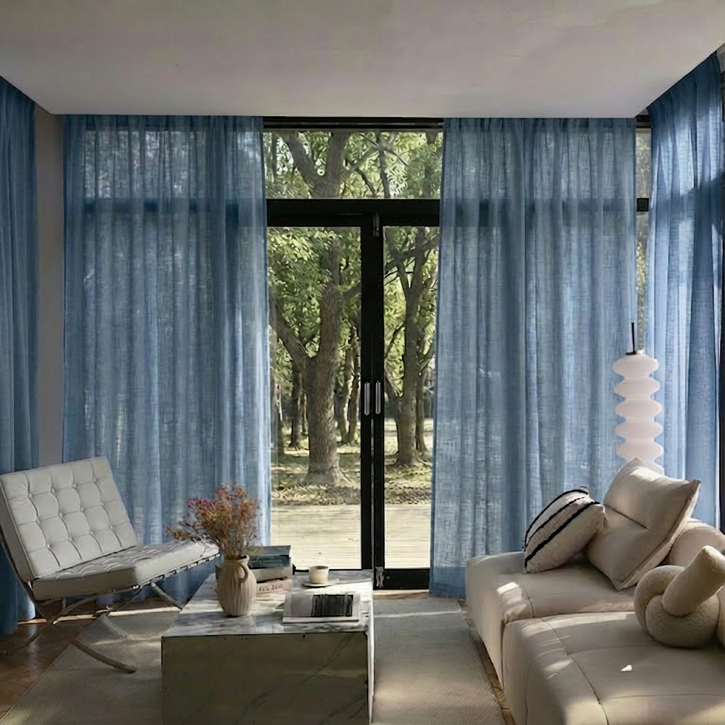 Custom Linen Sheer Solid Curtains
