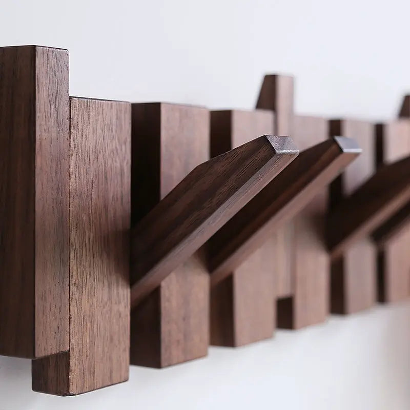 Wall-Mounted Black Walnut Coat Rack-3