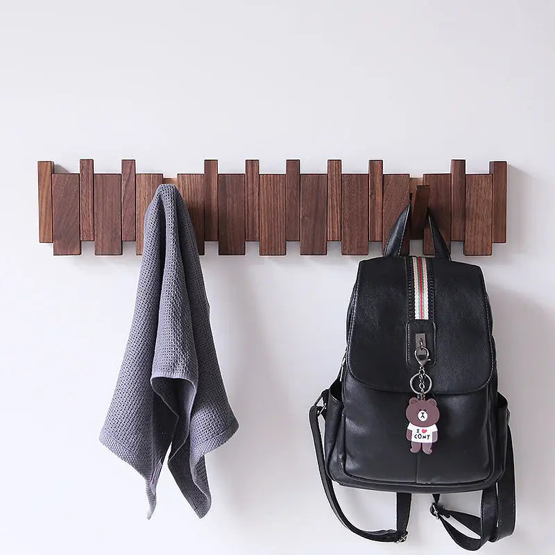 Wall-Mounted Black Walnut Coat Rack-2