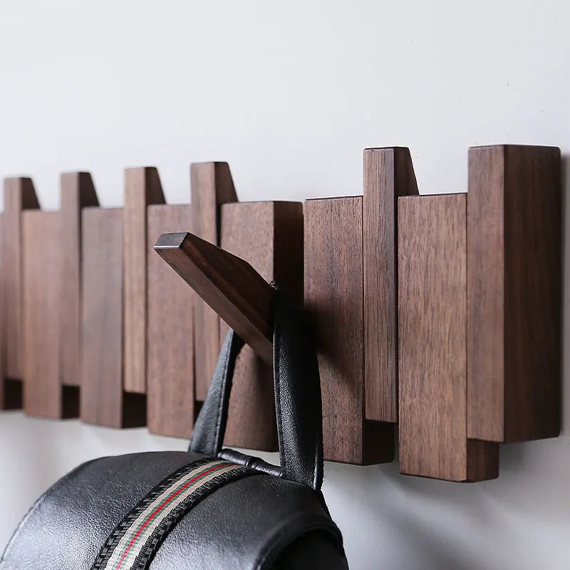 Wall-Mounted Black Walnut Coat Rack-1