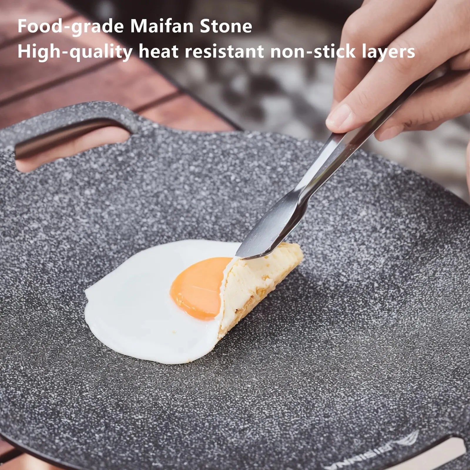 34CM Non-Stick Outdoor BBQ Grill Pan Roasting Plate Black-2