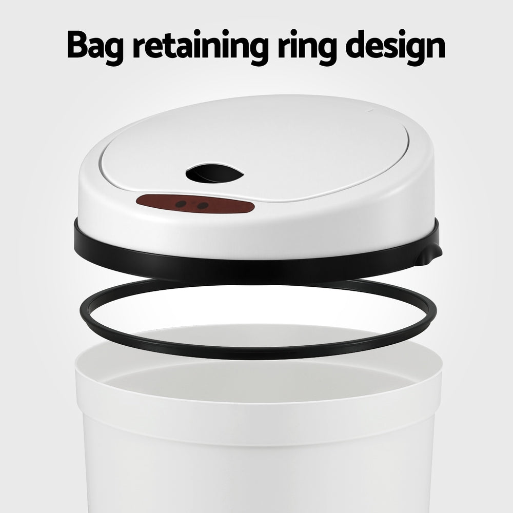 Devanti Sensor Bin Motion Rubbish Bins Kitchen Automatic Trash Can White 9L-4
