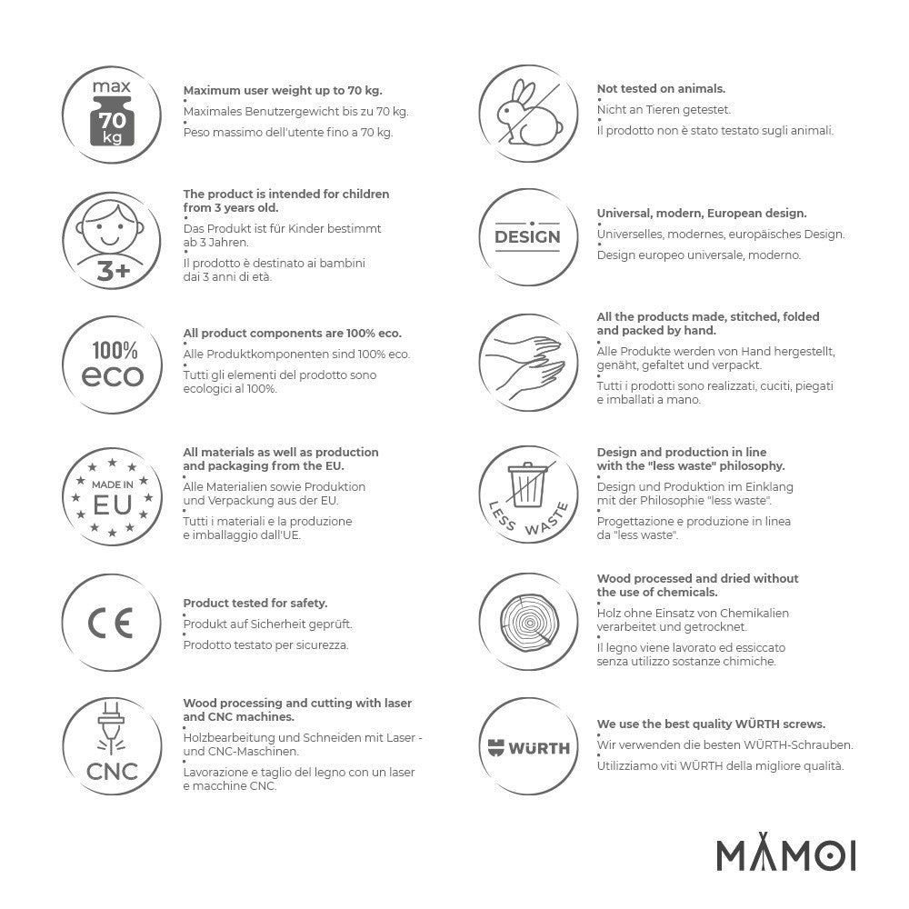 MAMOI® Children step | Bathroom stool toddler made of natural wood | Safe and versatile wooden step stool | Step kids bathroom | Step stool wooden | 100% ECO | Made in EU-3