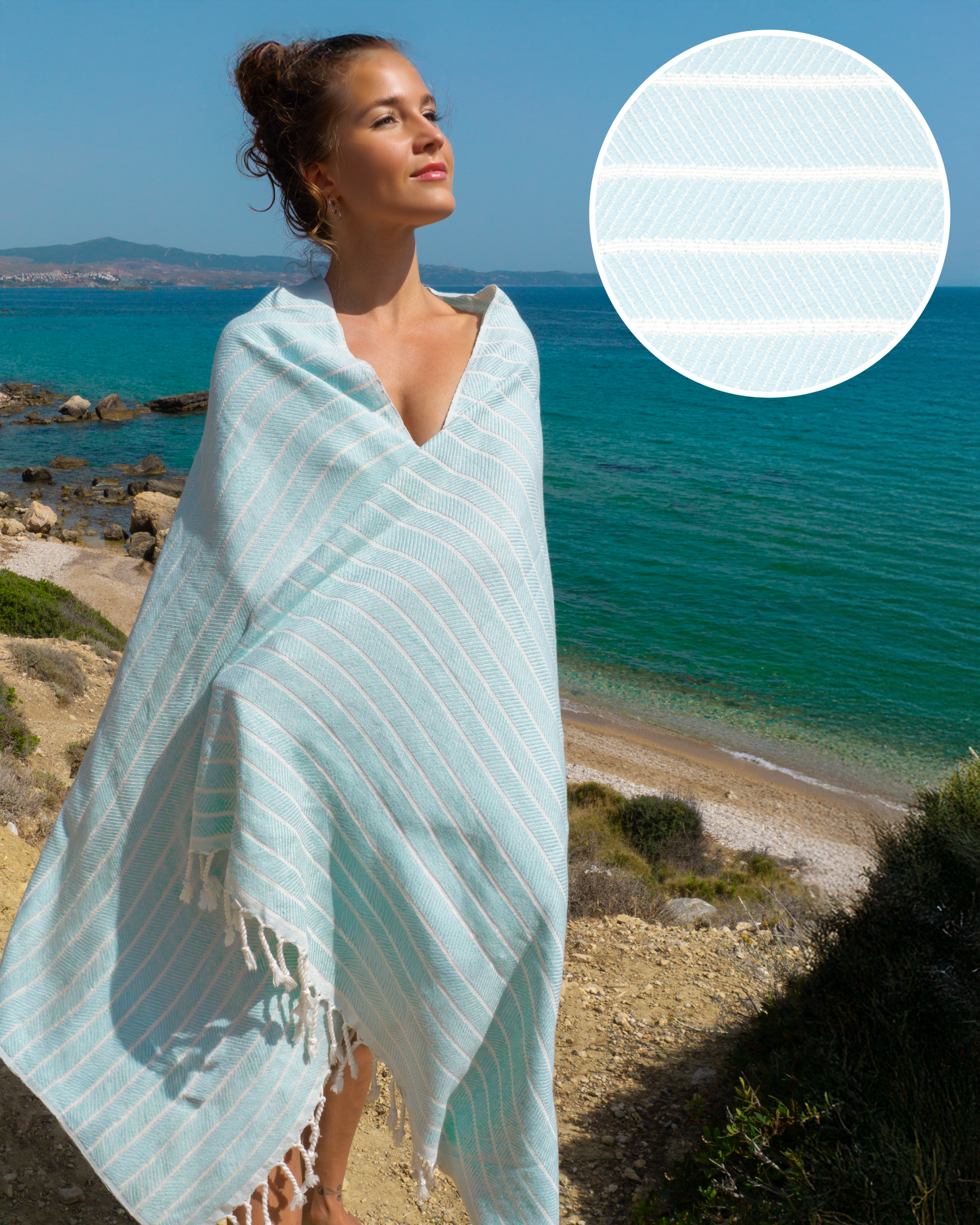 ILVA Turkish Hammam Towel, Spa & Sauna Towel / Made of Bamboo and Cotton - Mint-0