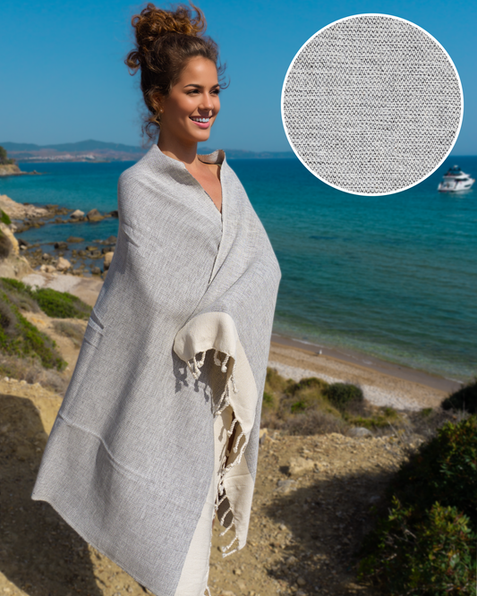 MANOLIA Beach Towel, Turkish Bath Hammam Towel, Spa & Sauna Towel - Grey-0
