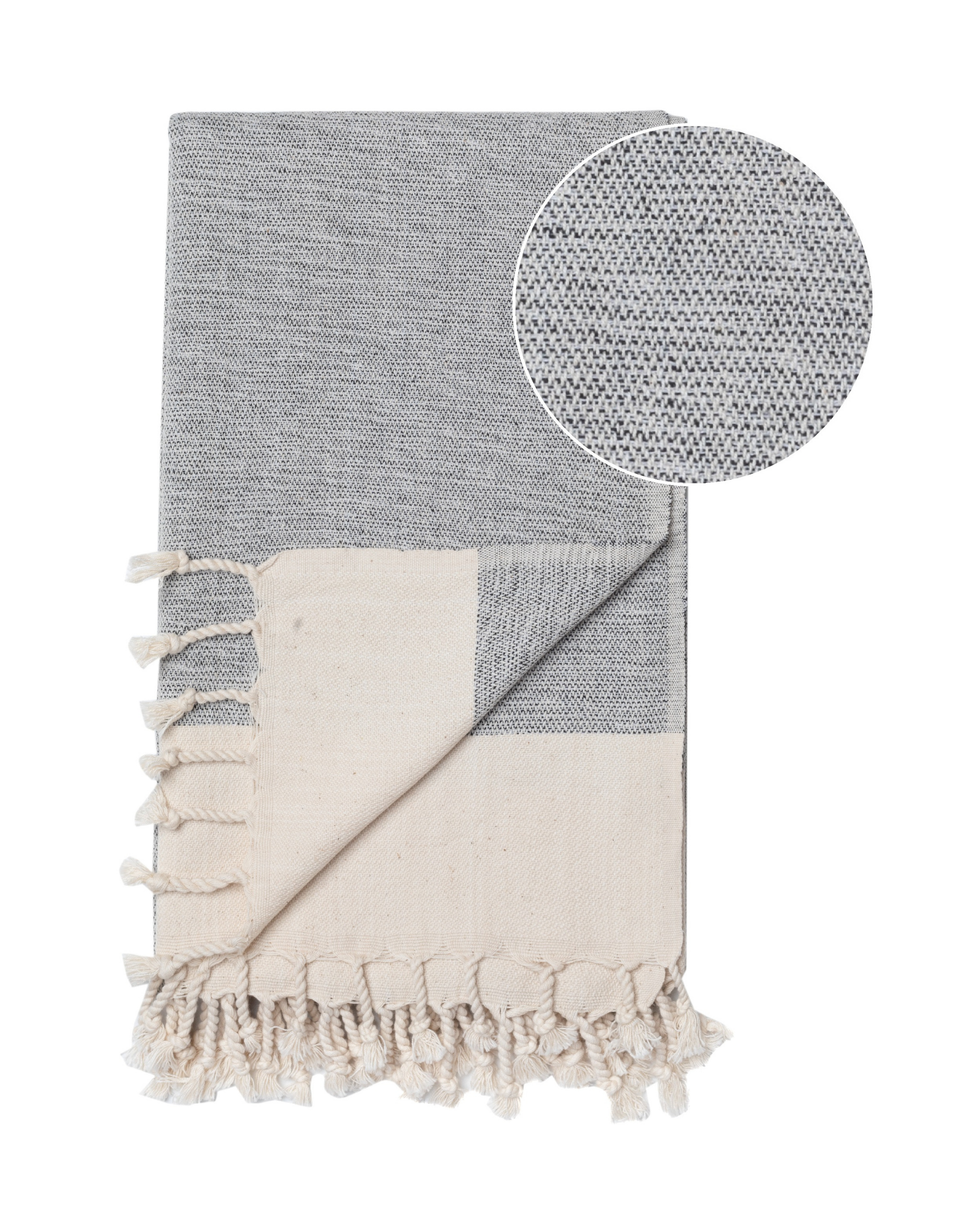 MANOLIA Beach Towel, Turkish Bath Hammam Towel, Spa & Sauna Towel - Grey-2