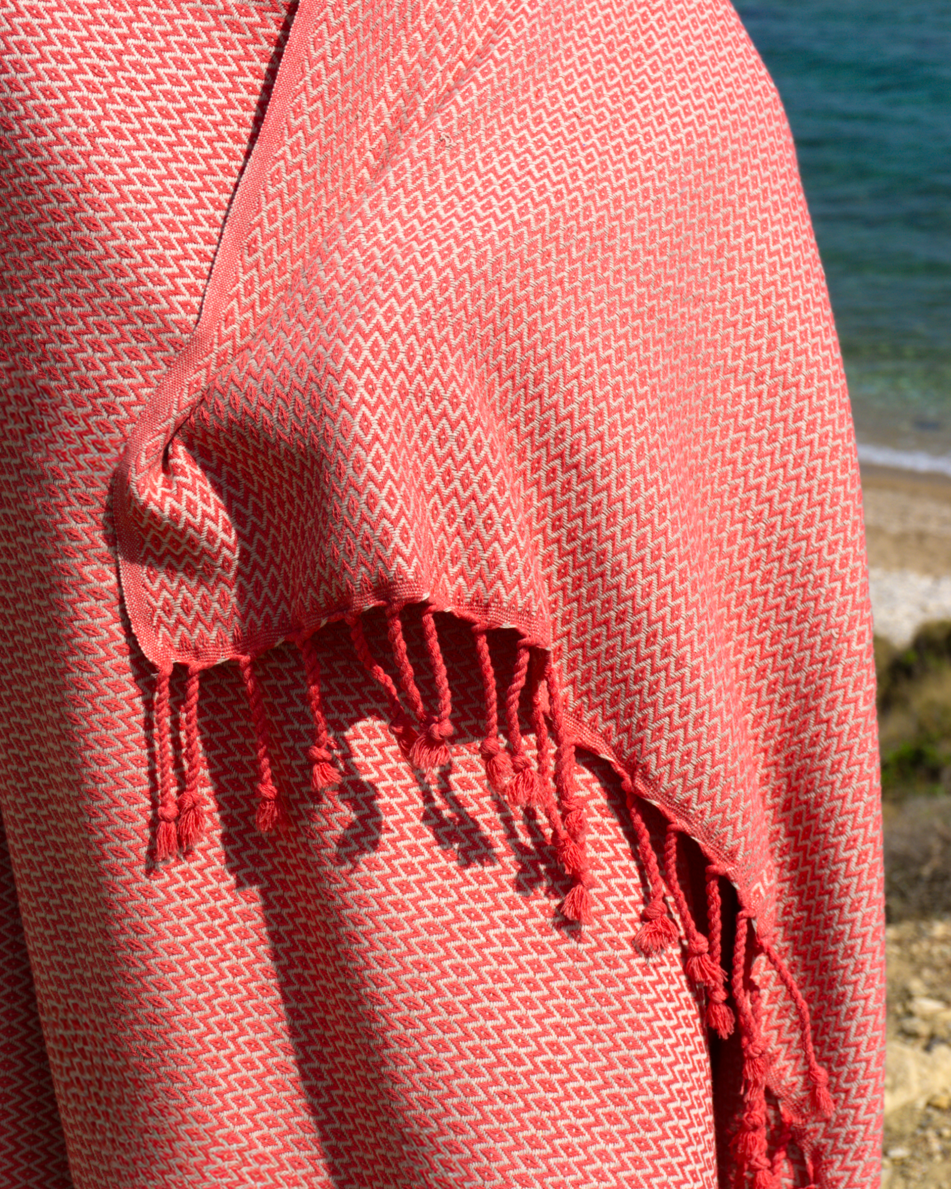 SAMOS Turkish Cotton Scarf Hammam Towel - Fuchsia / Beige-1