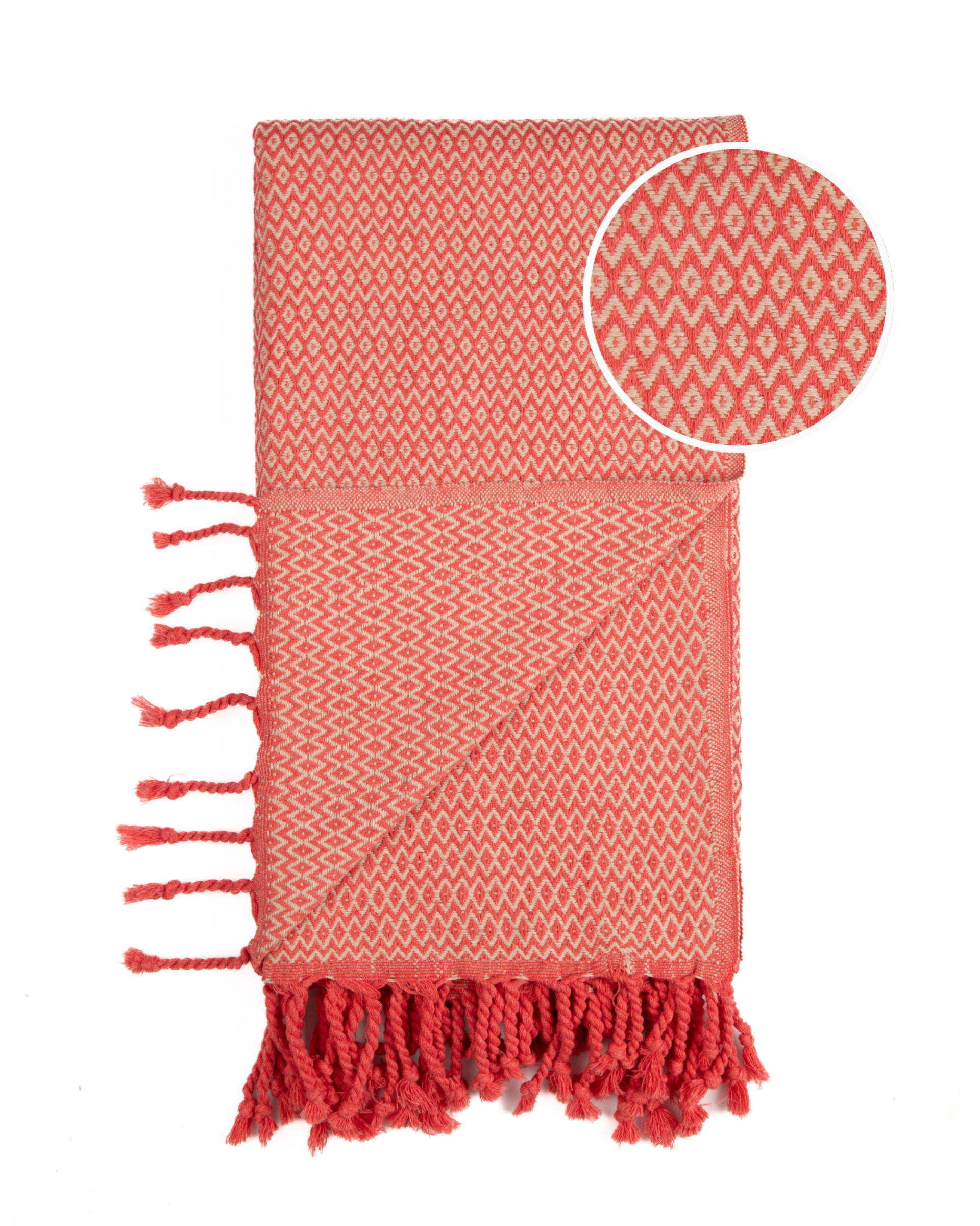 SAMOS Turkish Cotton Scarf Hammam Towel - Fuchsia / Beige-2
