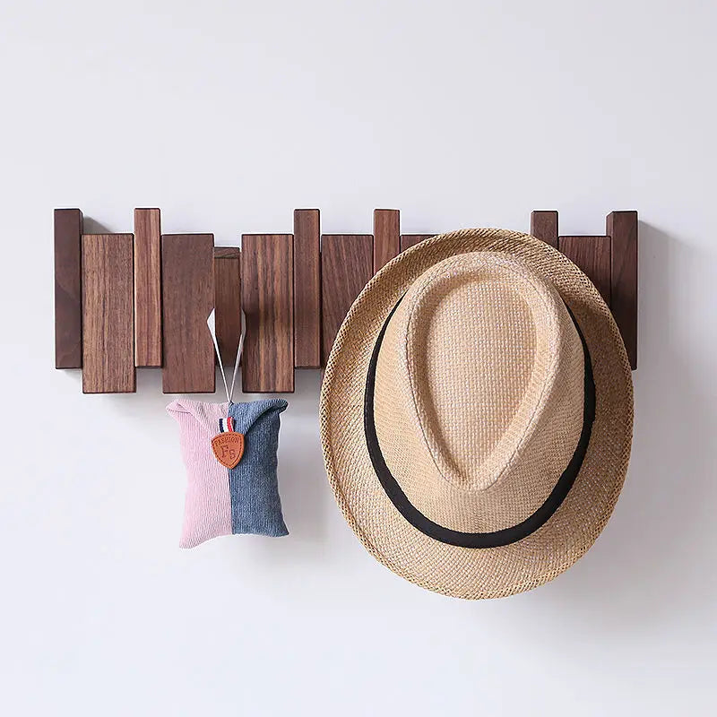 Wall-Mounted Black Walnut Coat Rack-4