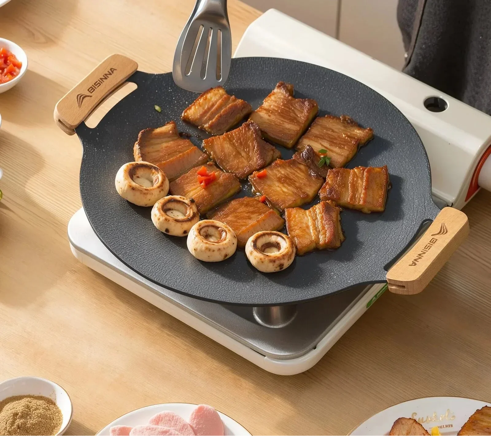 34CM Non-Stick Outdoor BBQ Grill Pan Roasting Plate Black-1