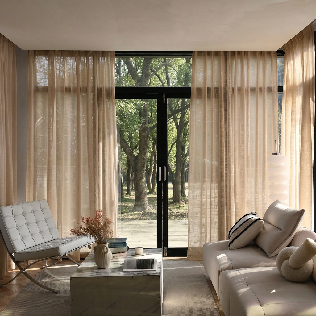 Custom Linen Sheer Solid Curtains