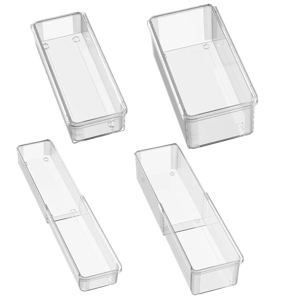 Transparent Drawer Organizer Boxes | Retractable Kitchen & Desk Storage Set-8
