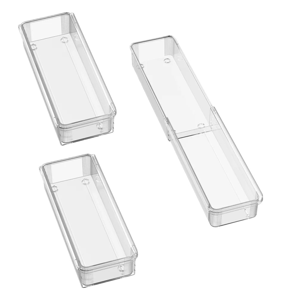 Transparent Drawer Organizer Boxes | Retractable Kitchen & Desk Storage Set-7