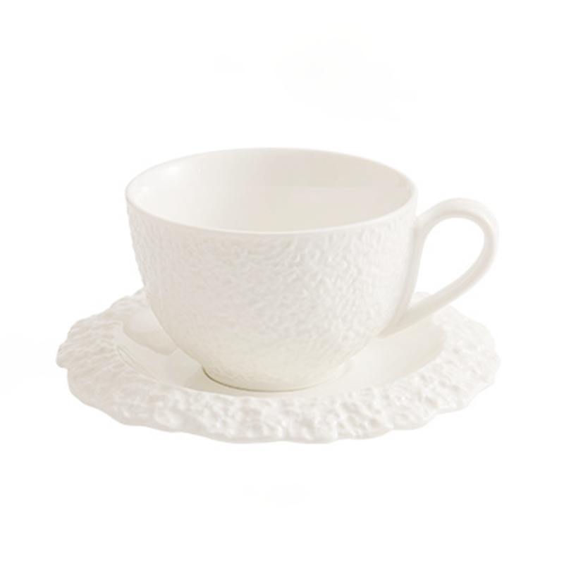 Rock Texture Coffee Cup & Saucer Set — Minimalist Ceramic Craftsmanship-4