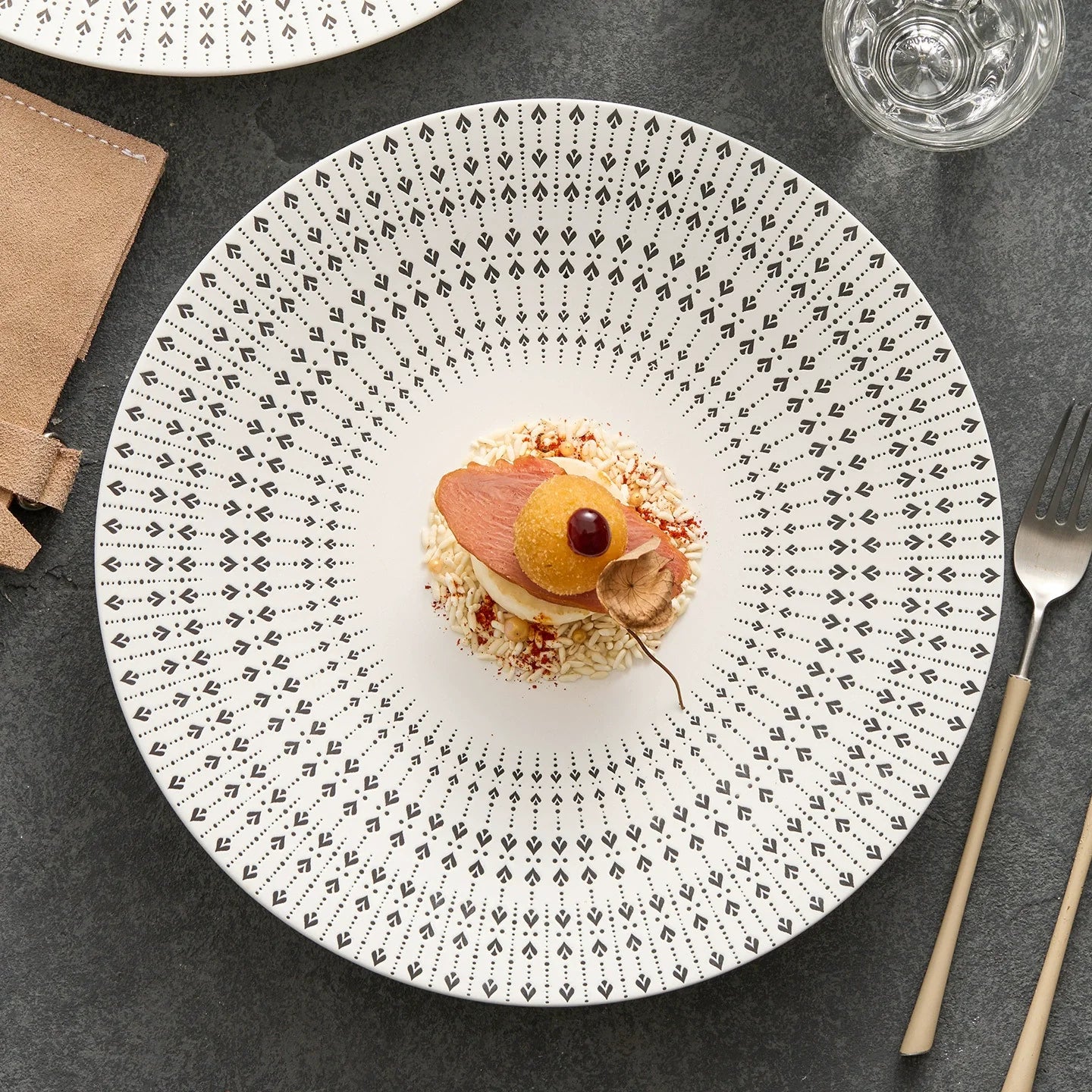 White Glazed Ceramic Dinner Plate – Heart Pattern Design, Available in 10.5
