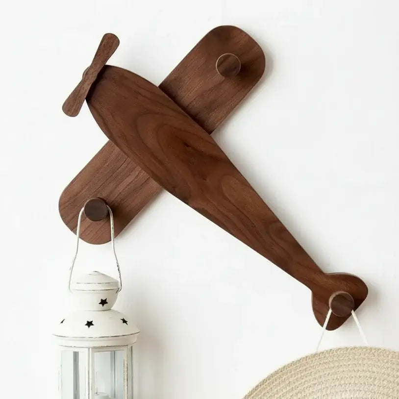 Airplane shaped coat rack for kids Wooden Wall Coat Hooks for Kids-1