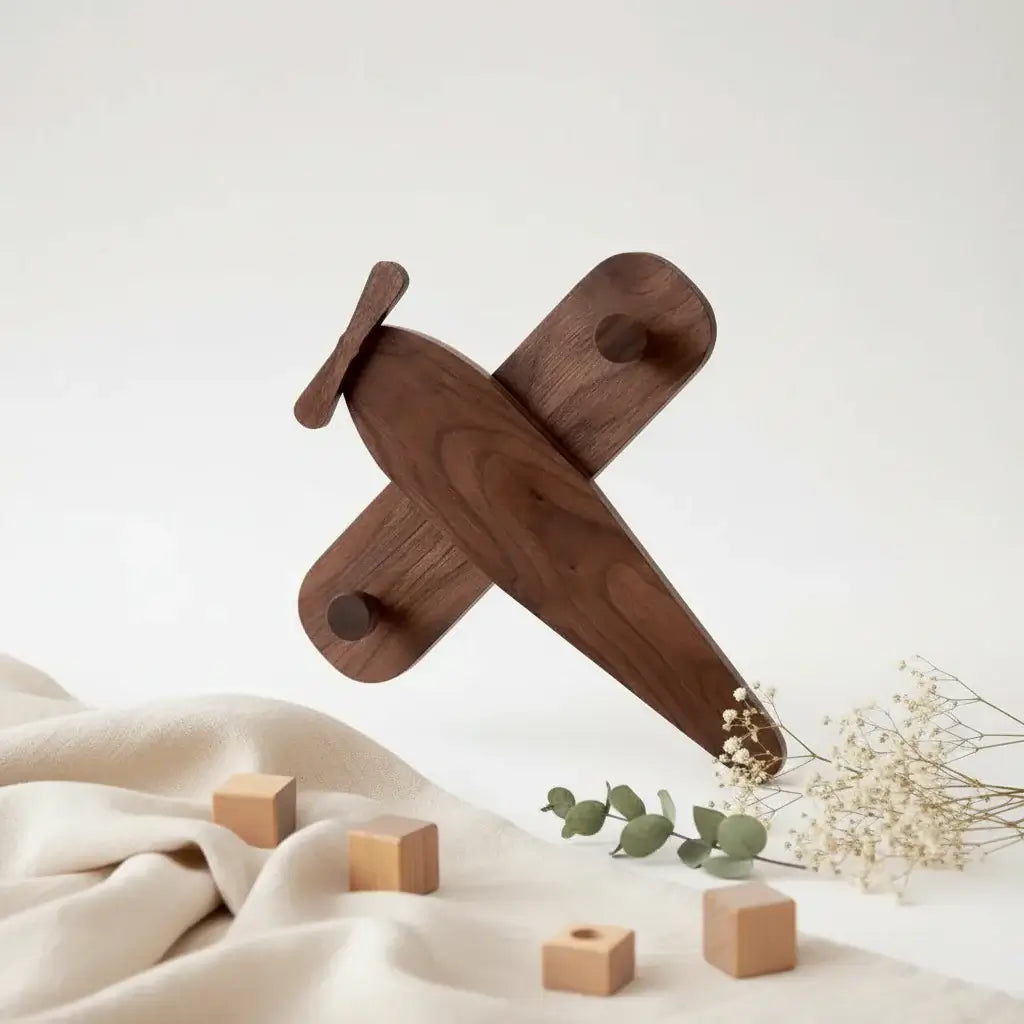 Airplane shaped coat rack for kids Wooden Wall Coat Hooks for Kids-3