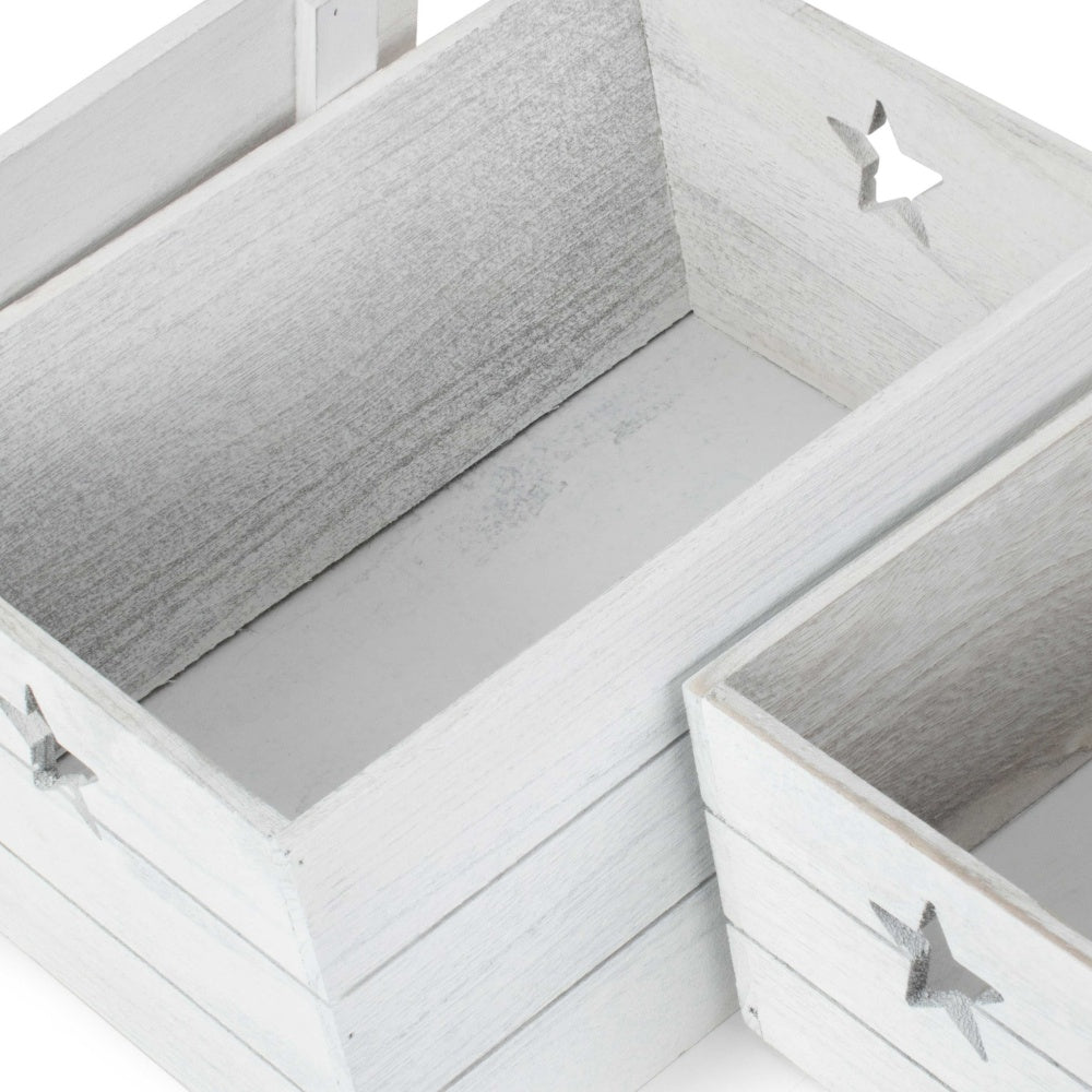 Vintage Effect Star Cut Wooden Storage Box-1