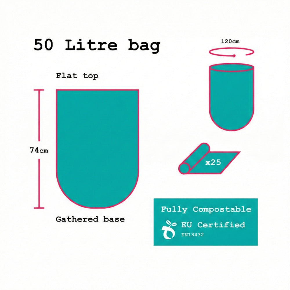 25 Biodegradable Bin Bags - 50 Litre-2