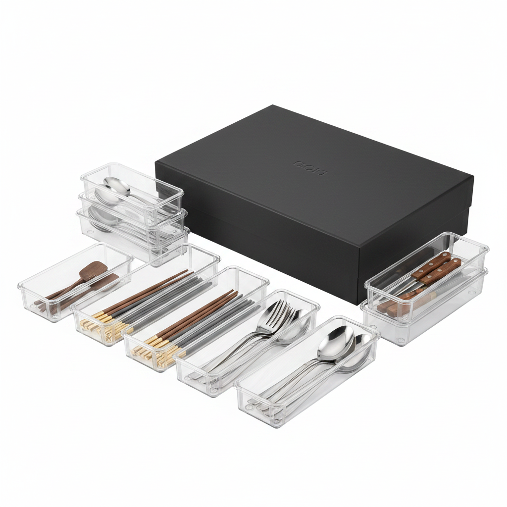 Transparent Drawer Organizer Boxes | Retractable Kitchen & Desk Storage Set-2