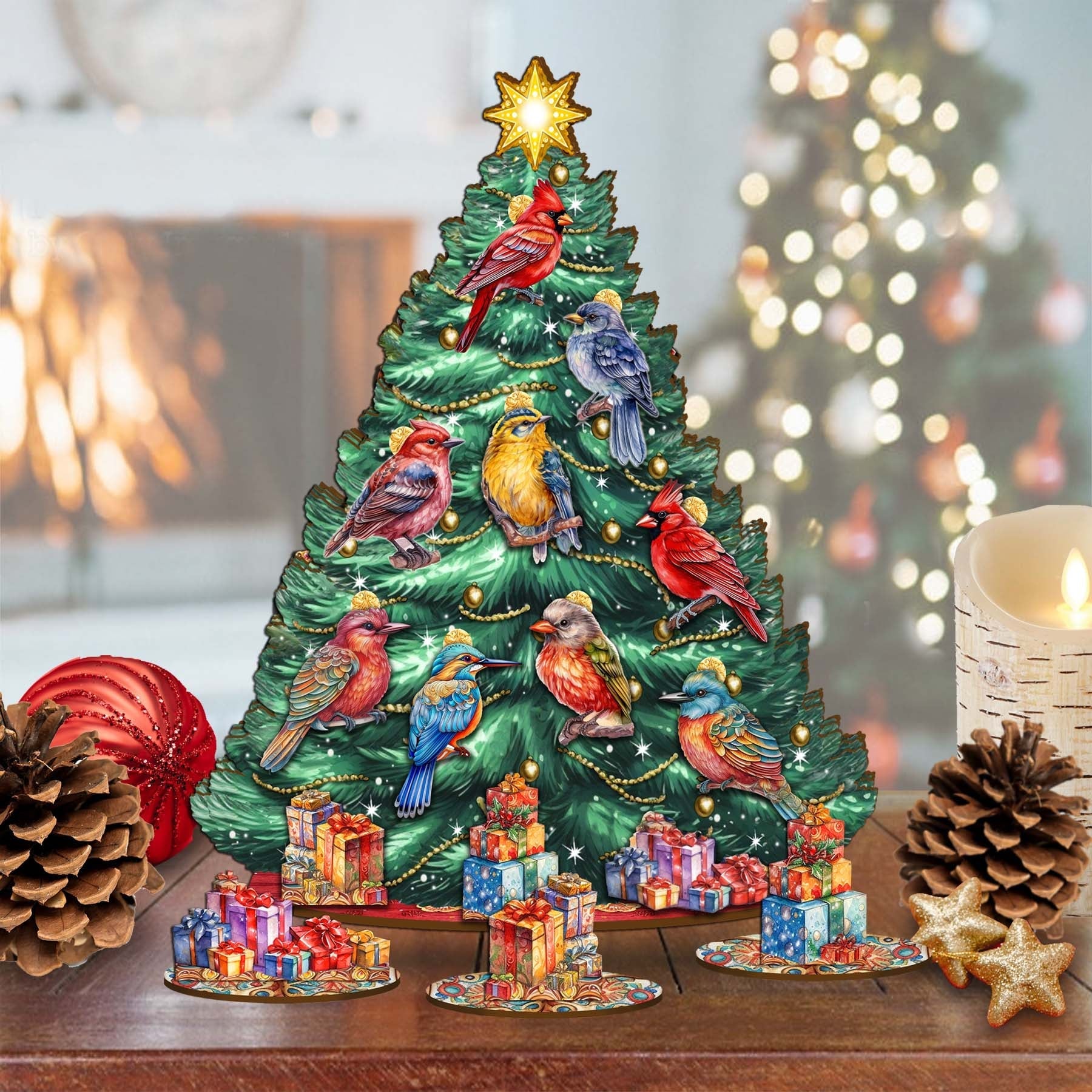 Christmas Birds Christmas Tree Eco Wood Set by G.DeBrekht Christmas Decor - 8091511-2