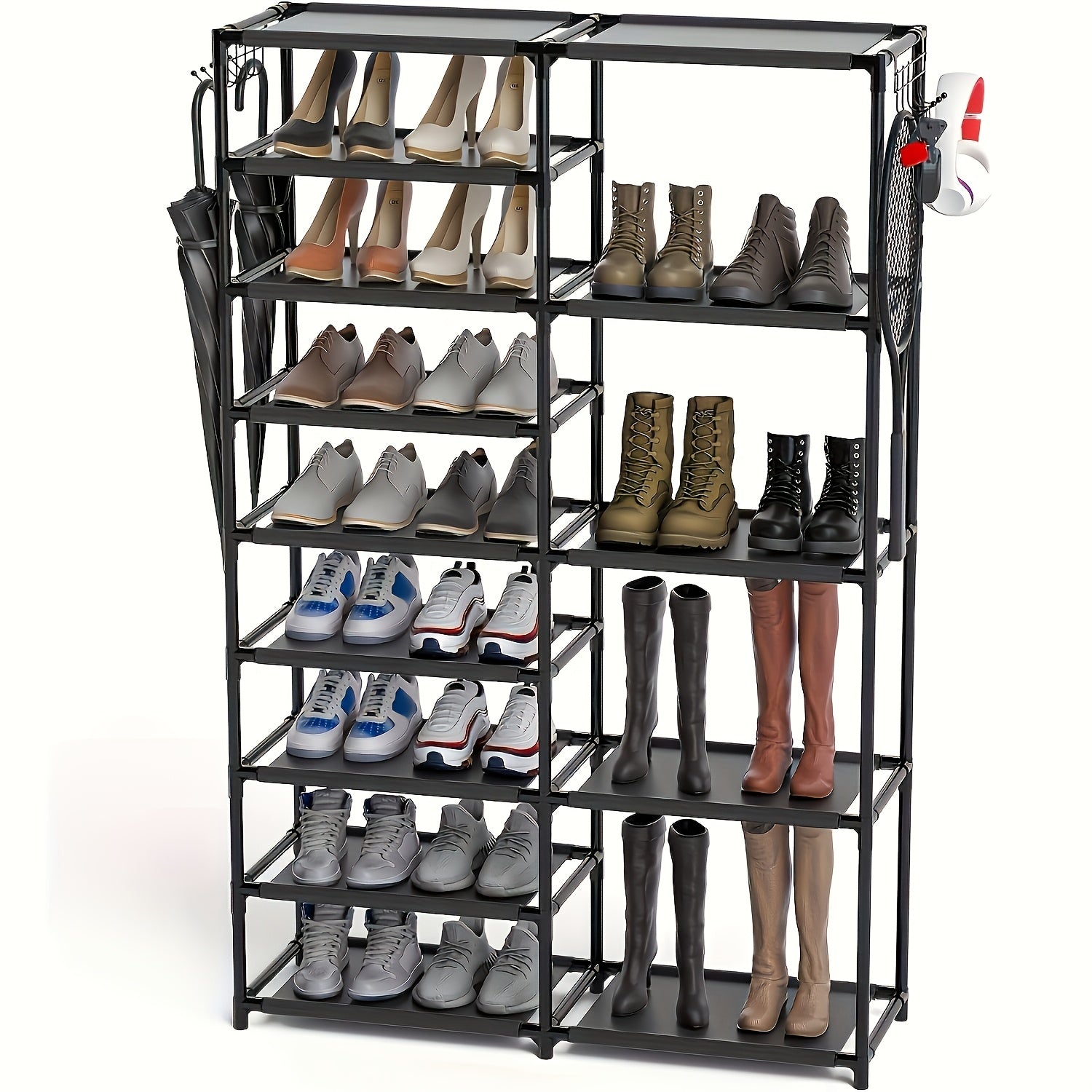 Shoe Rack with Boot Hooks Capacity (9-Tier)-0