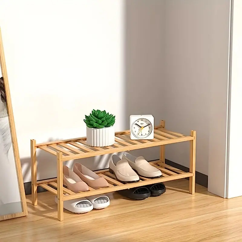 Bamboo Shoe Rack: Stack & Fold Design-1