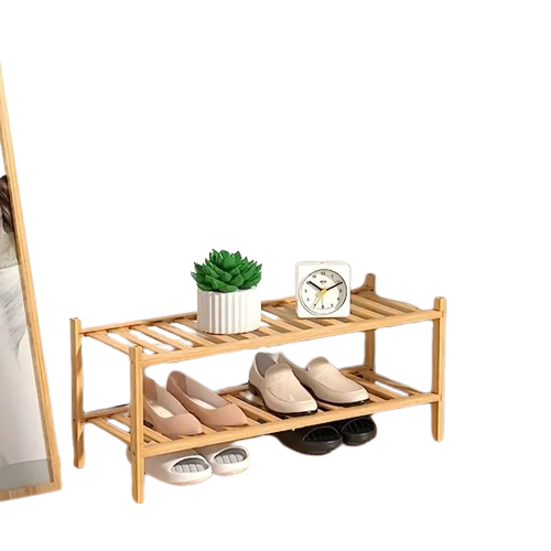Bamboo Shoe Rack: Stack & Fold Design-0