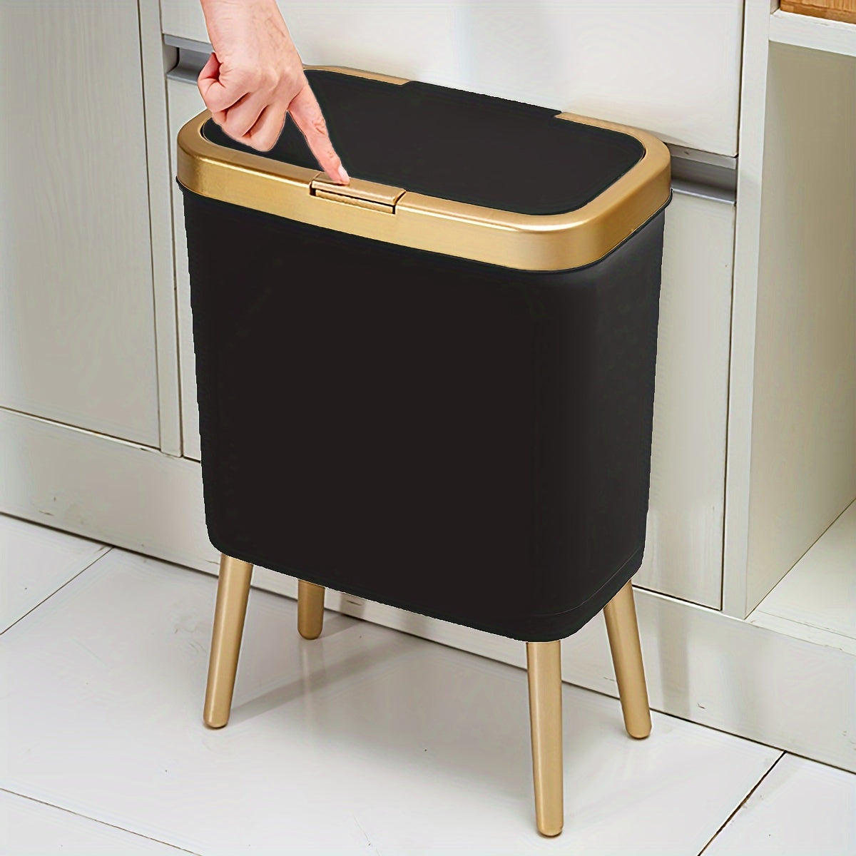 Anti-Odor Lid Trash Can with Heightening Legs-1