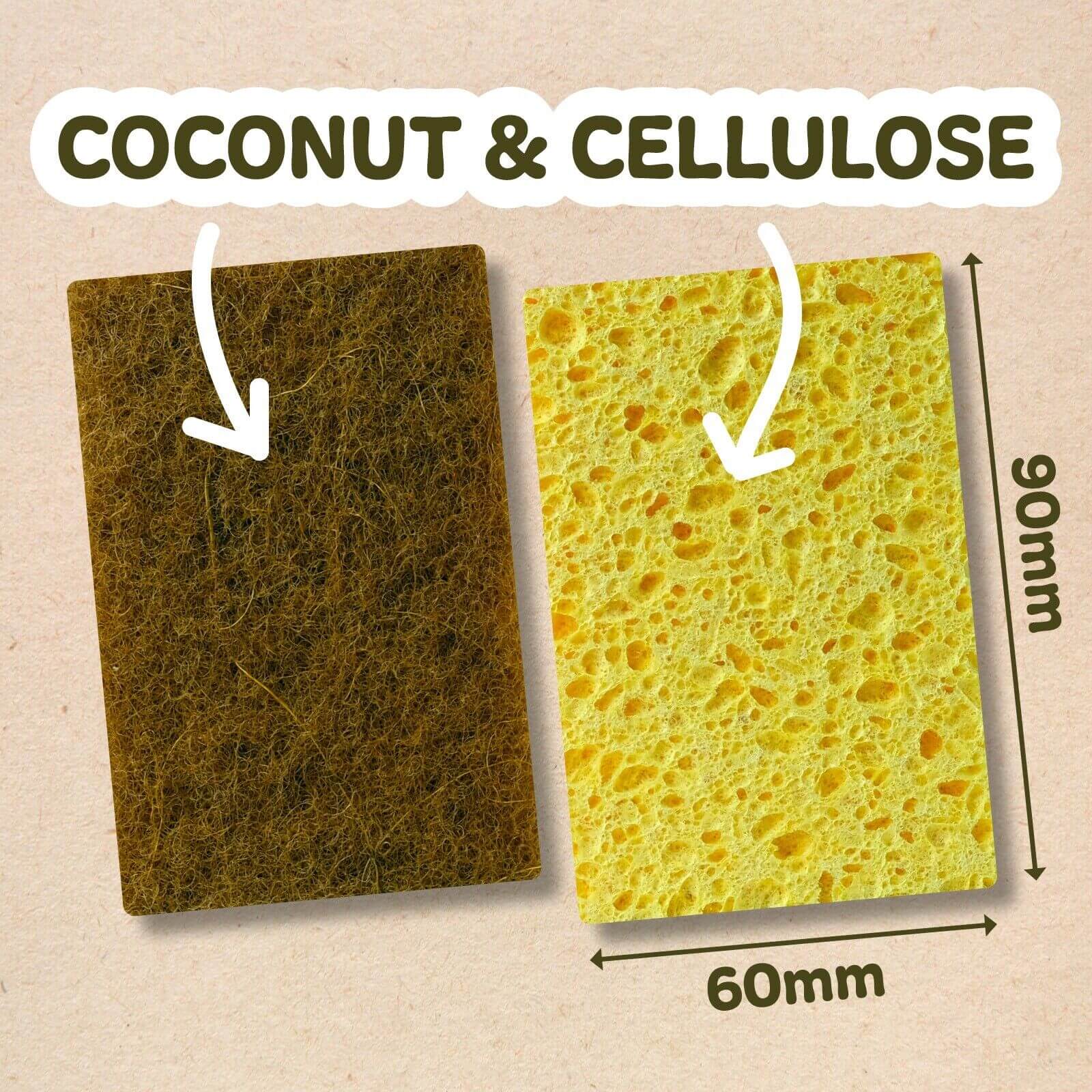Natural Coconut & Cellulose Sponge Scourers (Pack of 6)-1