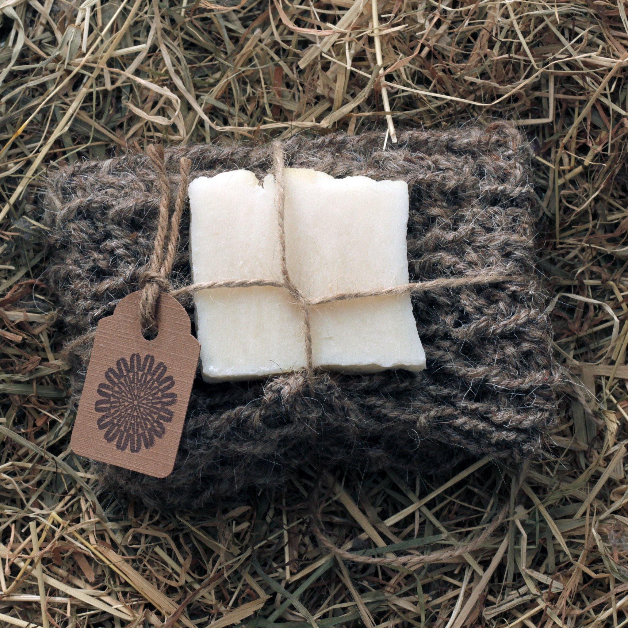 Goat Hair Bath Glove with Shea Butter Soap-1