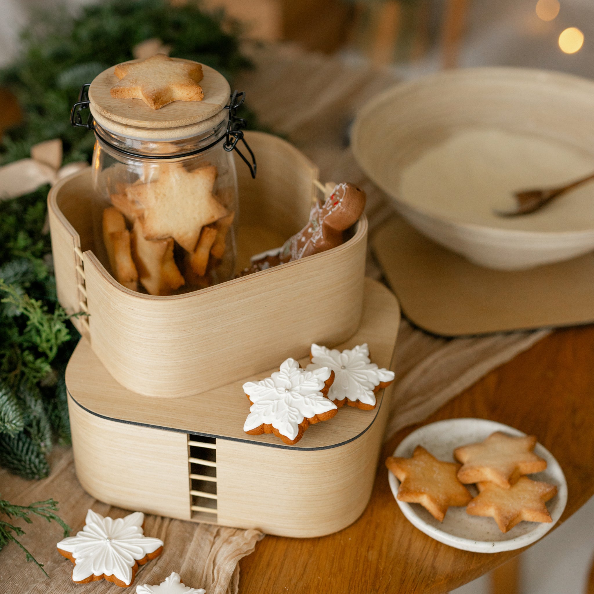 Set of two wooden storage boxes with lid, Home organization decor wood boxes-4