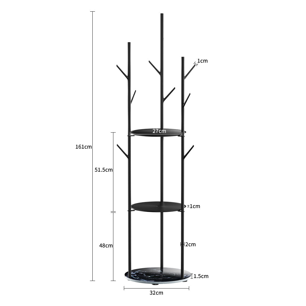 Levede Coat Rack Clothes Stand 8 Hook Organizer Black-1