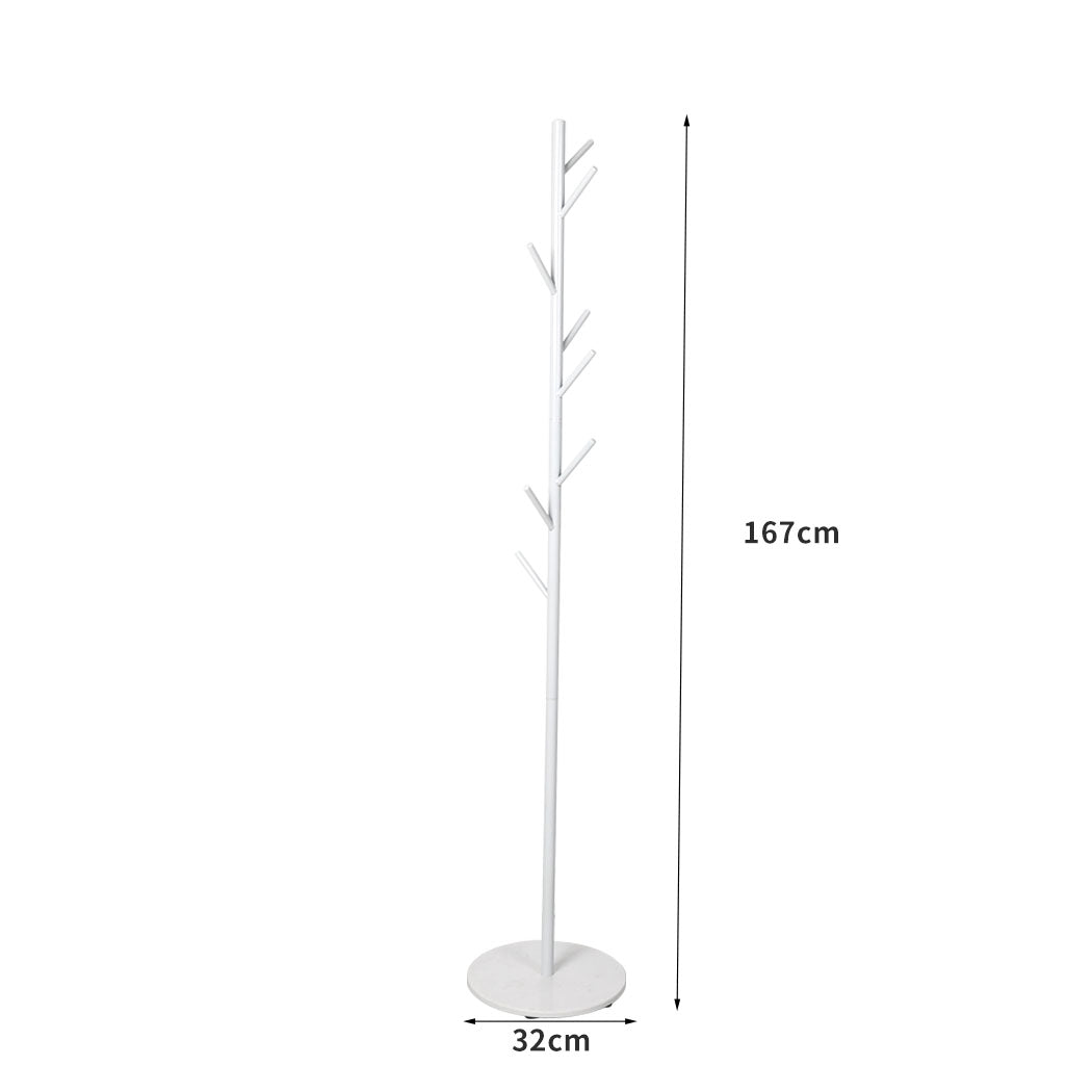 Levede Coat Rack Hat Clothes Stand Hanger White-1
