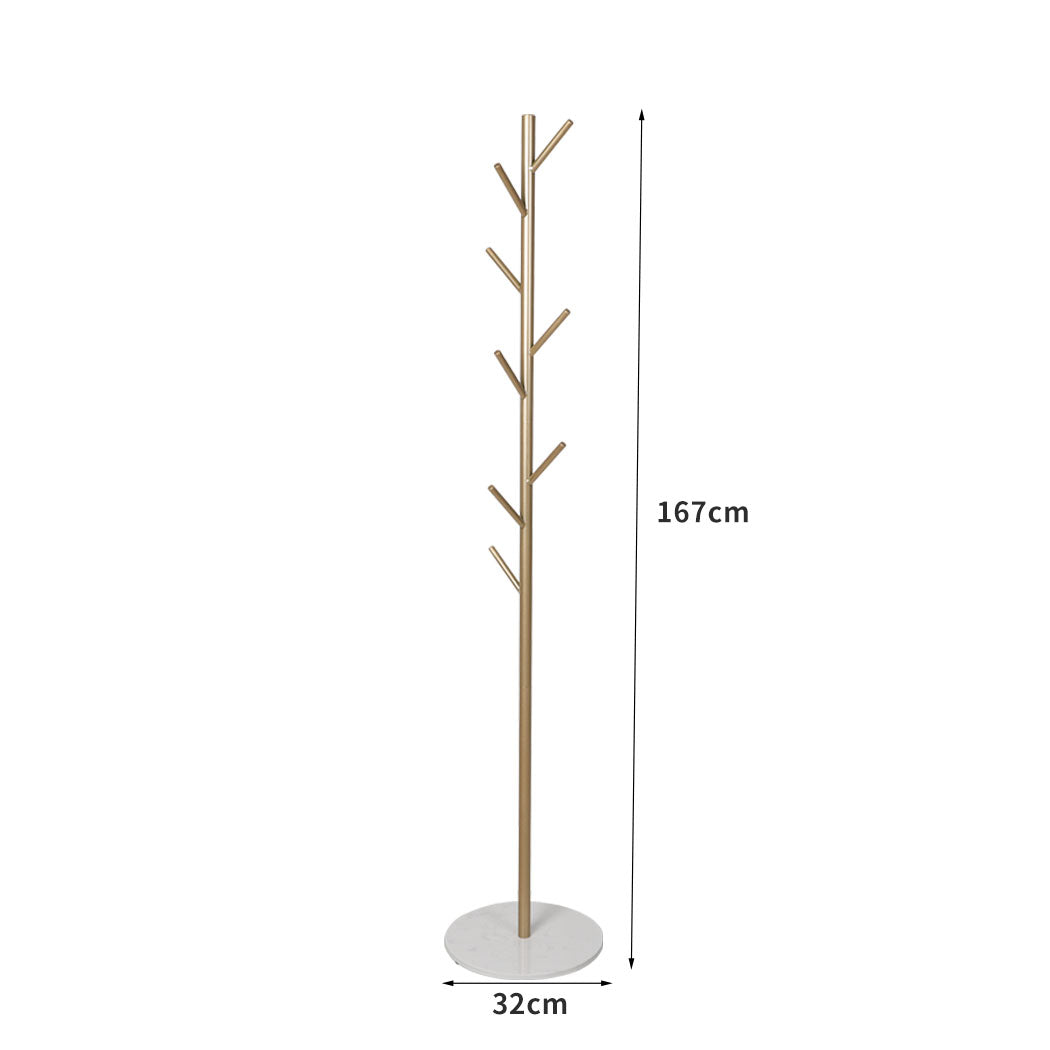 Levede Coat Rack Hat Clothes Stand Hanger Gold-1