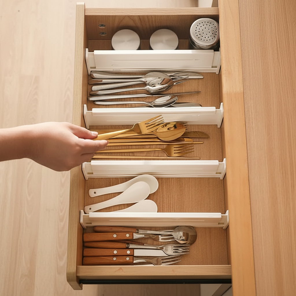 Retractable Drawer Organizer Divider | Kitchen, Makeup & Underwear Storage-1