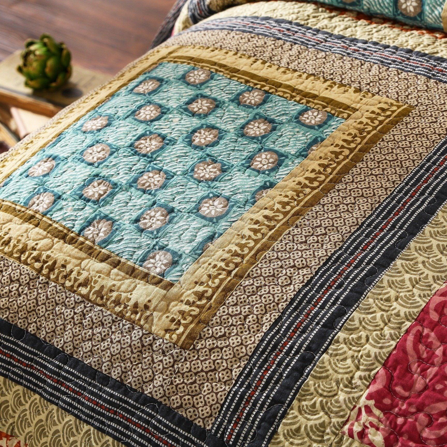 Dada Bedding Gallery of Roses Floral Bohemian Cotton Patchwork Bedspread Set (JHW-546)-4