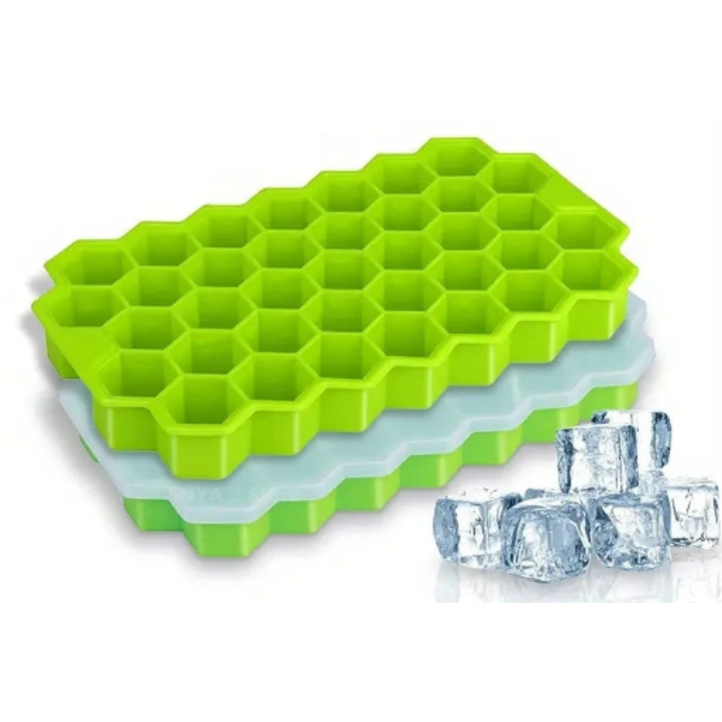 NNEOBA 2 pcs Silicone Honeycomb Ice Cube Tray with Lid-0