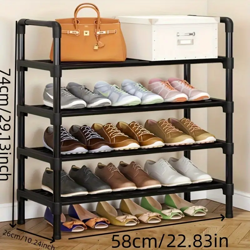 4-Tier Black Metal Shoe Rack Organizer-2