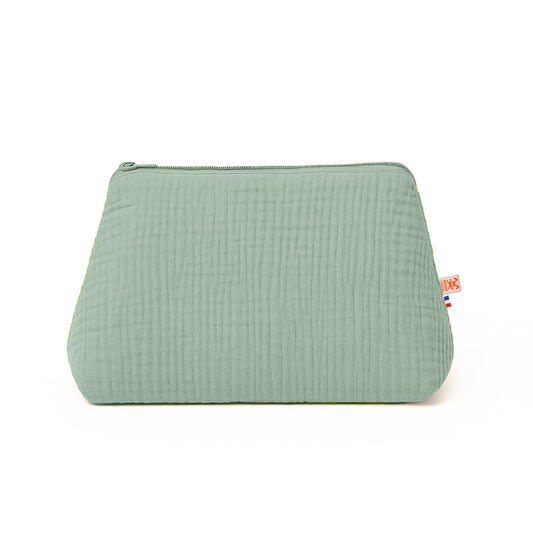 trousse de toilette vert en coton bio papate